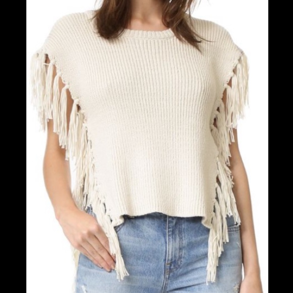 Cupcakes and Cashmere cap sleeve fringe sweater